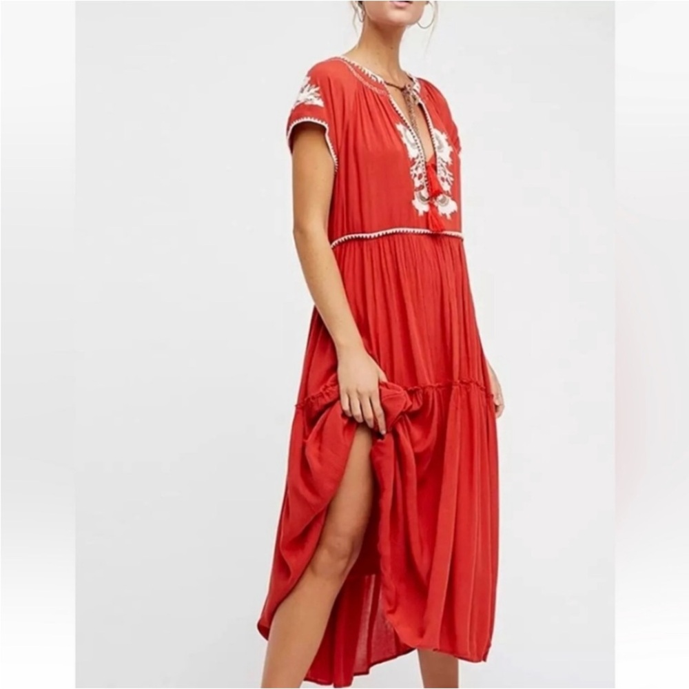 Free People Red Embroidered Maxi Dress - Picture 3 of 11